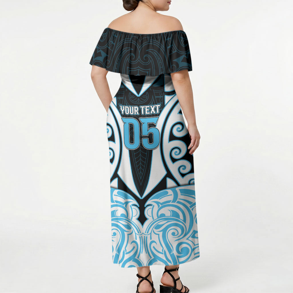 Custom Aotearoa Ngati Kahungunu Off Shoulder Maxi Dress New Zealand Traditional Maori Pattern