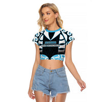 Custom Aotearoa Ngati Kahungunu Raglan Cropped T Shirt New Zealand Traditional Maori Pattern