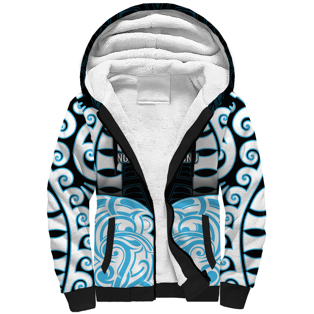 Custom Aotearoa Ngati Kahungunu Sherpa Hoodie New Zealand Traditional Maori Pattern