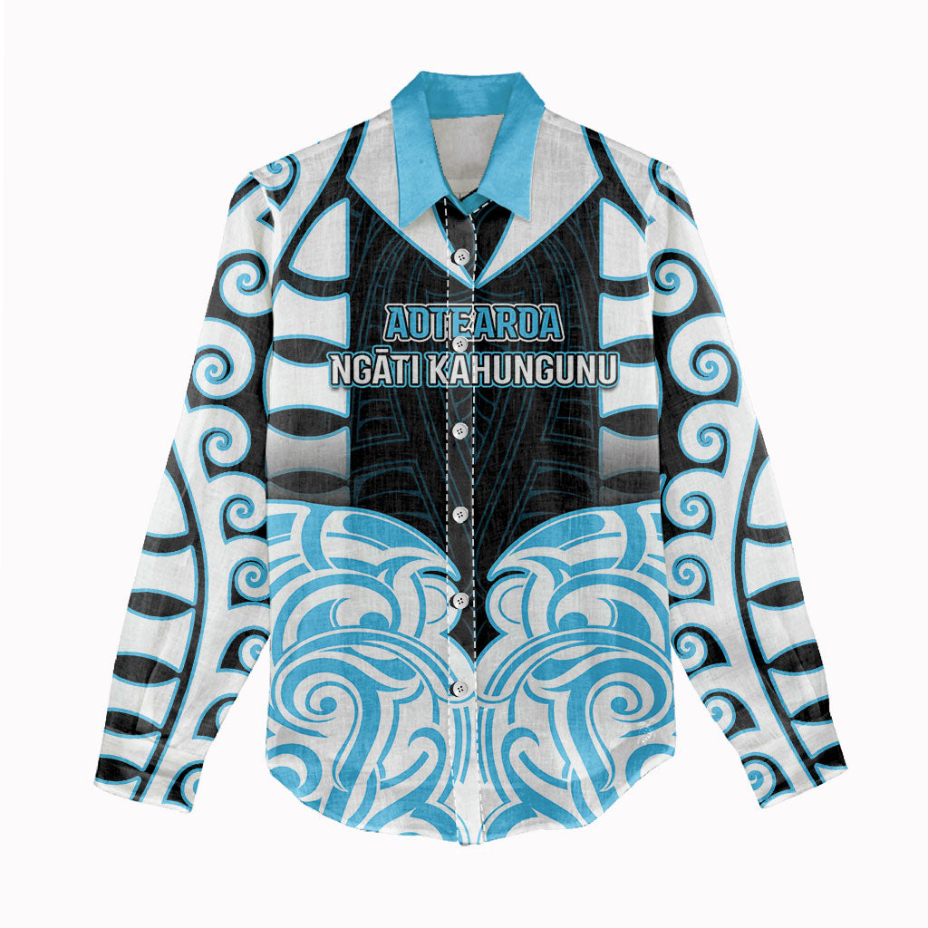 Custom Aotearoa Ngati Kahungunu Women Casual Shirt New Zealand Traditional Maori Pattern