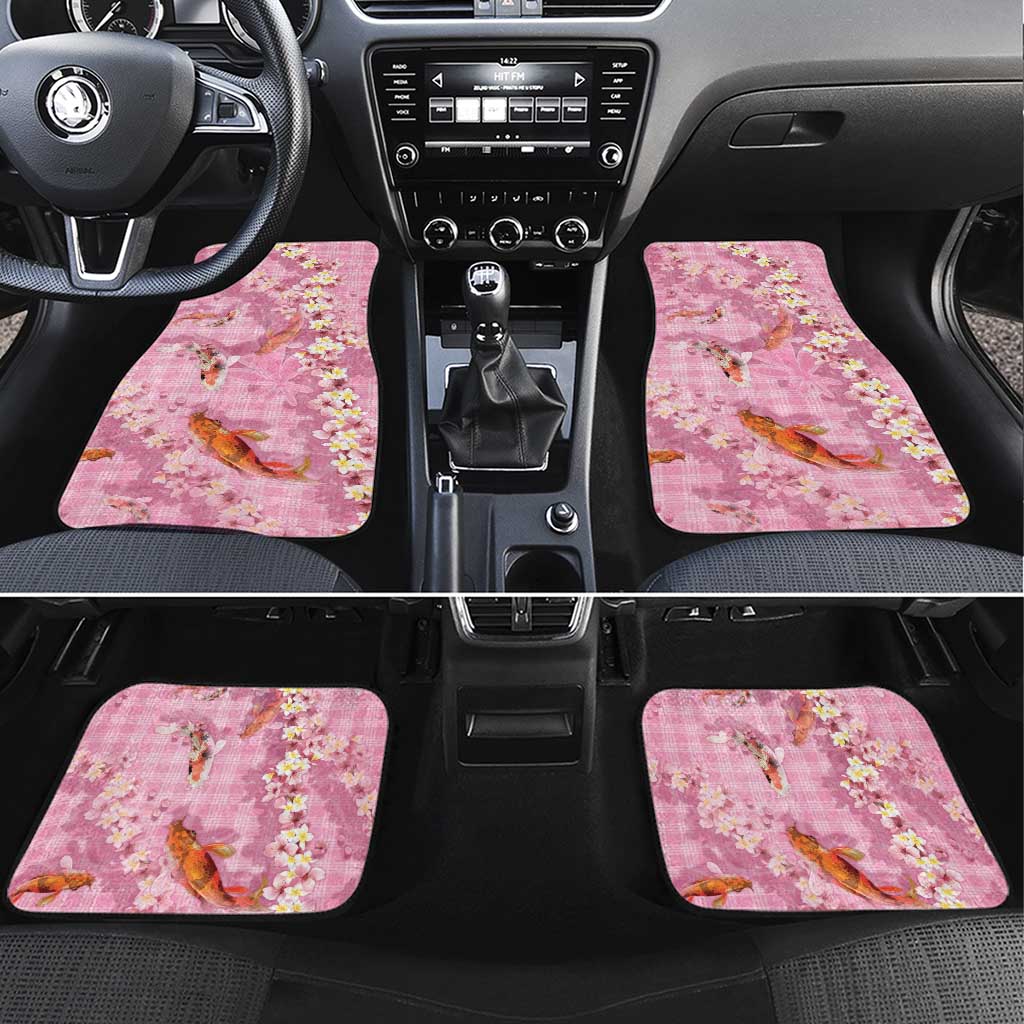 Pink Palaka Hawaiian And Japanese Car Mats Sakura Lei With Koi Fish - Polynesian Pride