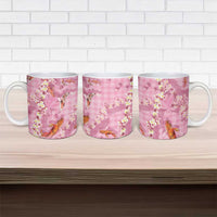 Pink Palaka Hawaiian And Japanese Ceramic Mug Sakura Lei With Koi Fish - Polynesian Pride