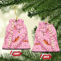 Pink Palaka Hawaiian And Japanese Ceramic Ornament Sakura Lei With Koi Fish - Polynesian Pride