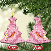 Pink Palaka Hawaiian And Japanese Ceramic Ornament Sakura Lei With Koi Fish - Polynesian Pride