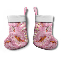 Pink Palaka Hawaiian And Japanese Christmas Stocking Sakura Lei With Koi Fish - Polynesian Pride