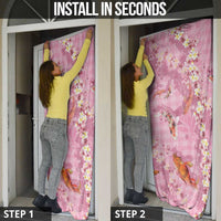 Pink Palaka Hawaiian And Japanese Door Cover Sakura Lei With Koi Fish - Polynesian Pride