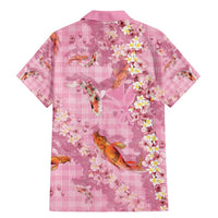Pink Palaka Hawaiian And Japanese Family Matching Mermaid Dress and Hawaiian Shirt Sakura Lei With Koi Fish - Polynesian Pride
