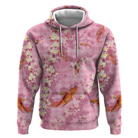 Pink Palaka Hawaiian And Japanese Hoodie Sakura Lei With Koi Fish - Polynesian Pride