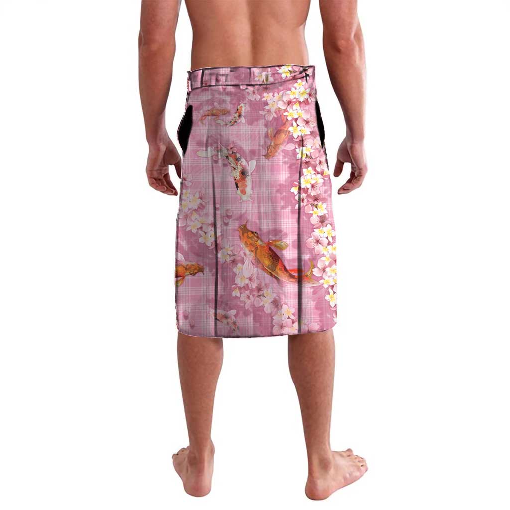 Pink Palaka Hawaiian And Japanese Lavalava Sakura Lei With Koi Fish - Polynesian Pride