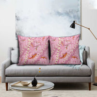 Pink Palaka Hawaiian And Japanese Pillow Cover Sakura Lei With Koi Fish - Polynesian Pride
