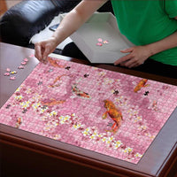 Pink Palaka Hawaiian And Japanese Puzzle Sakura Lei With Koi Fish - Polynesian Pride