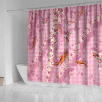 Pink Palaka Hawaiian And Japanese Shower Curtain Sakura Lei With Koi Fish - Polynesian Pride