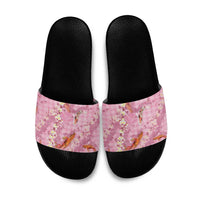 Pink Palaka Hawaiian And Japanese Slide Sandals Sakura Lei With Koi Fish - Polynesian Pride