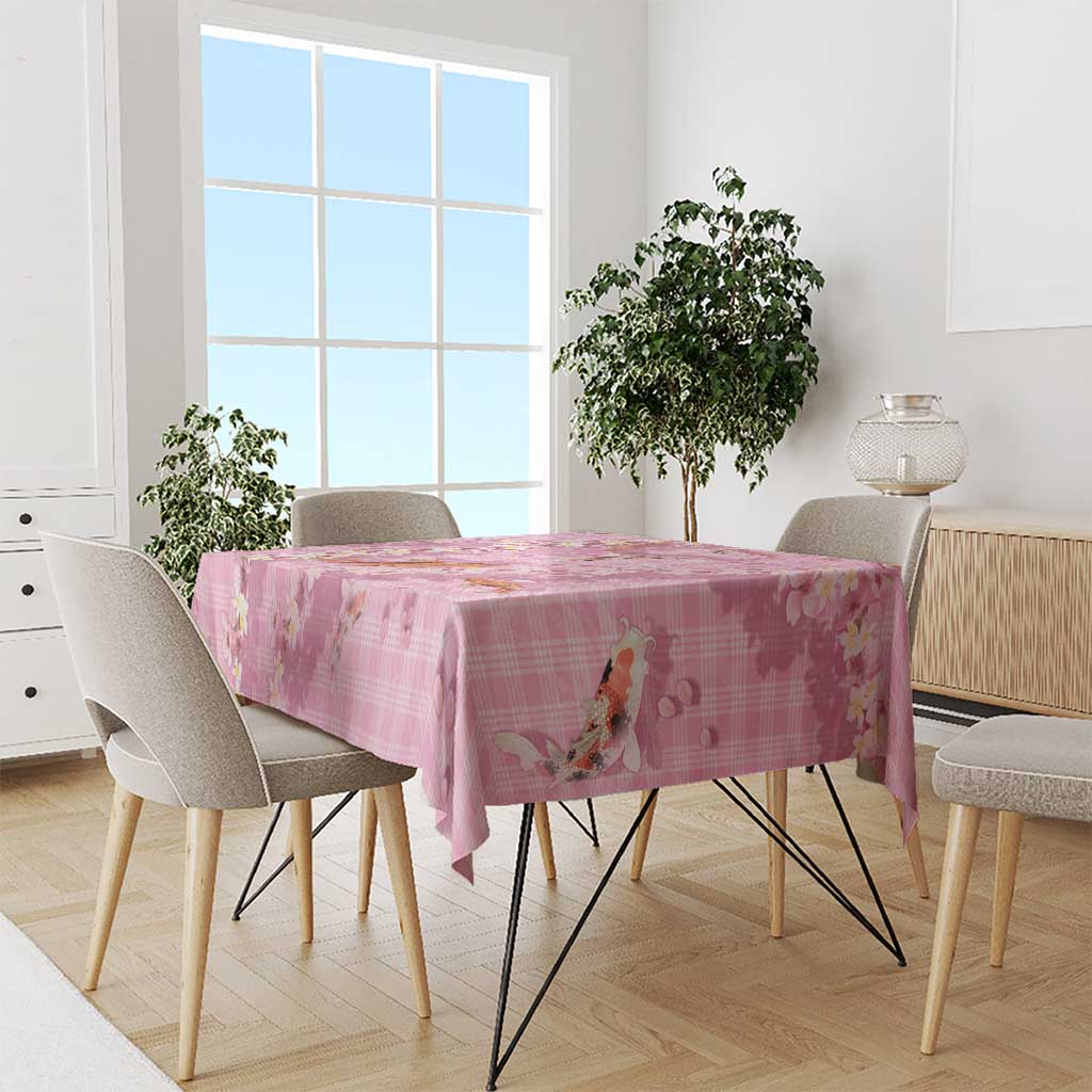 Pink Palaka Hawaiian And Japanese Tablecloth Sakura Lei With Koi Fish - Polynesian Pride
