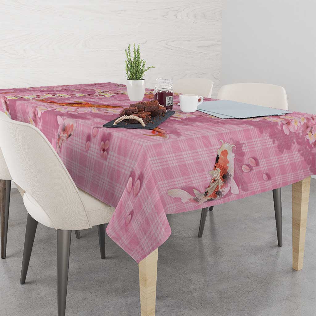 Pink Palaka Hawaiian And Japanese Tablecloth Sakura Lei With Koi Fish - Polynesian Pride