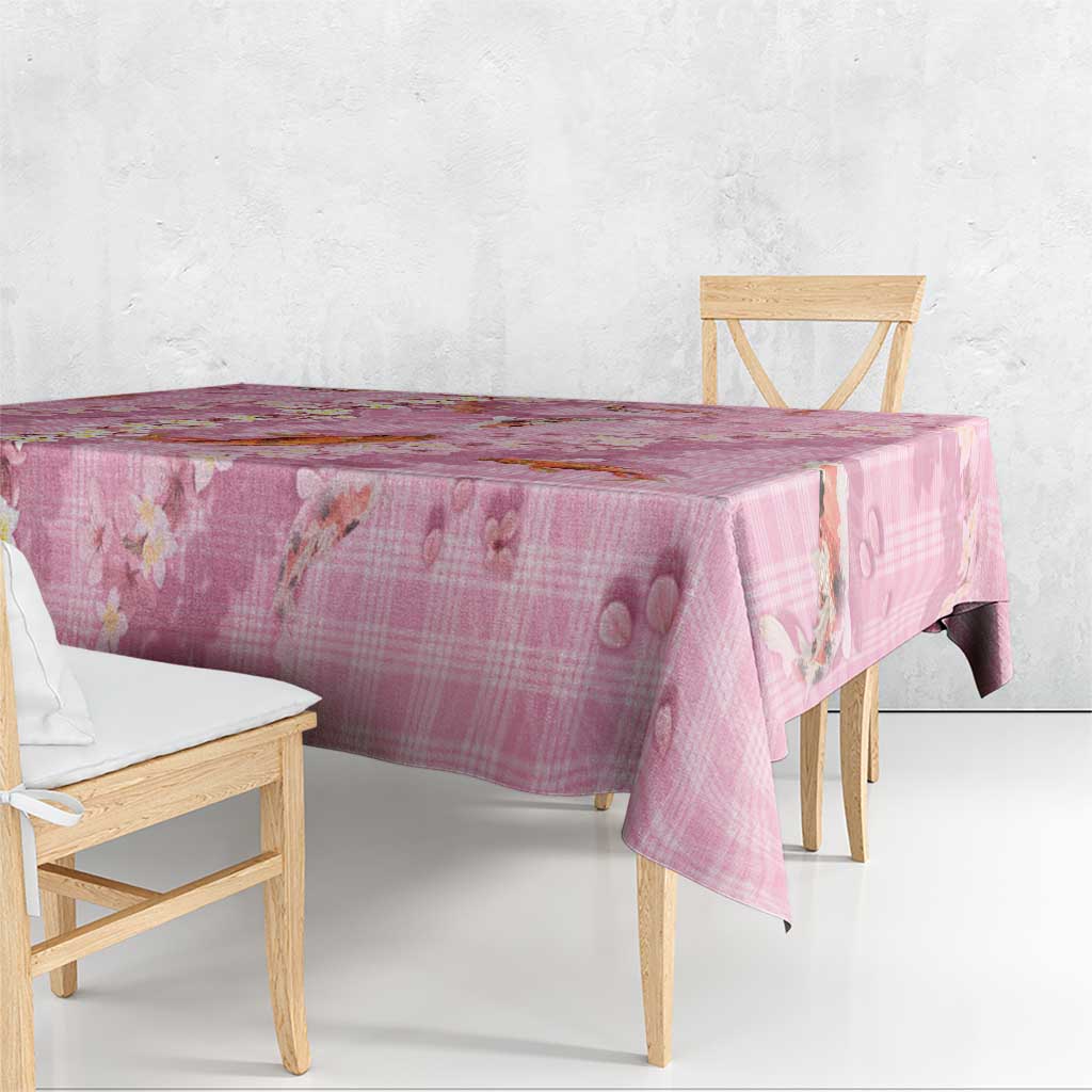 Pink Palaka Hawaiian And Japanese Tablecloth Sakura Lei With Koi Fish - Polynesian Pride