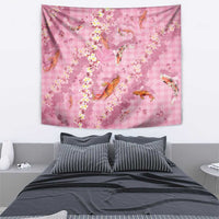 Pink Palaka Hawaiian And Japanese Tapestry Sakura Lei With Koi Fish - Polynesian Pride