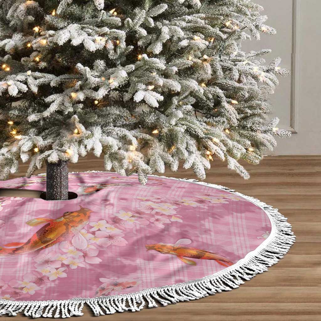Pink Palaka Hawaiian And Japanese Tree Skirt Sakura Lei With Koi Fish - Polynesian Pride