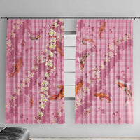 Pink Palaka Hawaiian And Japanese Window Curtain Sakura Lei With Koi Fish - Polynesian Pride