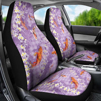 Purple Palaka Hawaiian And Japanese Car Seat Cover Sakura Lei With Koi Fish DT05 - Polynesian Pride