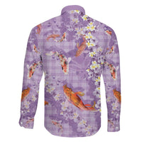 Purple Palaka Hawaiian And Japanese Family Matching Puletasi and Hawaiian Shirt Sakura Lei With Koi Fish DT05 - Polynesian Pride