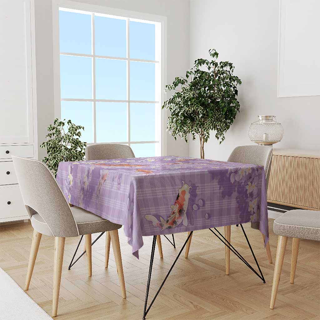 Purple Palaka Hawaiian And Japanese Tablecloth Sakura Lei With Koi Fish - Polynesian Pride