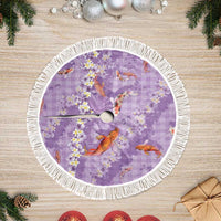 Purple Palaka Hawaiian And Japanese Tree Skirt Sakura Lei With Koi Fish - Polynesian Pride