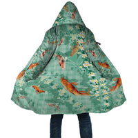 Green Palaka Hawaiian And Japanese Cloak Sakura Lei With Koi Fish - Polynesian Pride