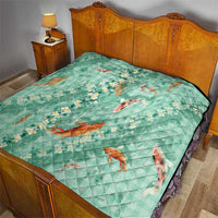 Green Palaka Hawaiian And Japanese Quilt Sakura Lei With Koi Fish - Polynesian Pride