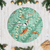 Green Palaka Hawaiian And Japanese Tree Skirt Sakura Lei With Koi Fish - Polynesian Pride