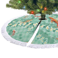 Green Palaka Hawaiian And Japanese Tree Skirt Sakura Lei With Koi Fish - Polynesian Pride