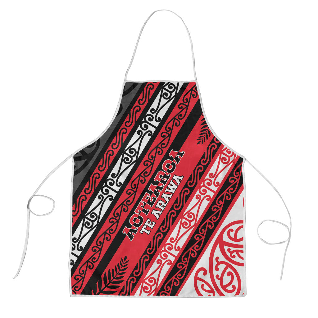 Aotearoa Te Arawa Apron New Zealand Maori Tribal Fern Pattern DT05 Red - Polynesian Pride