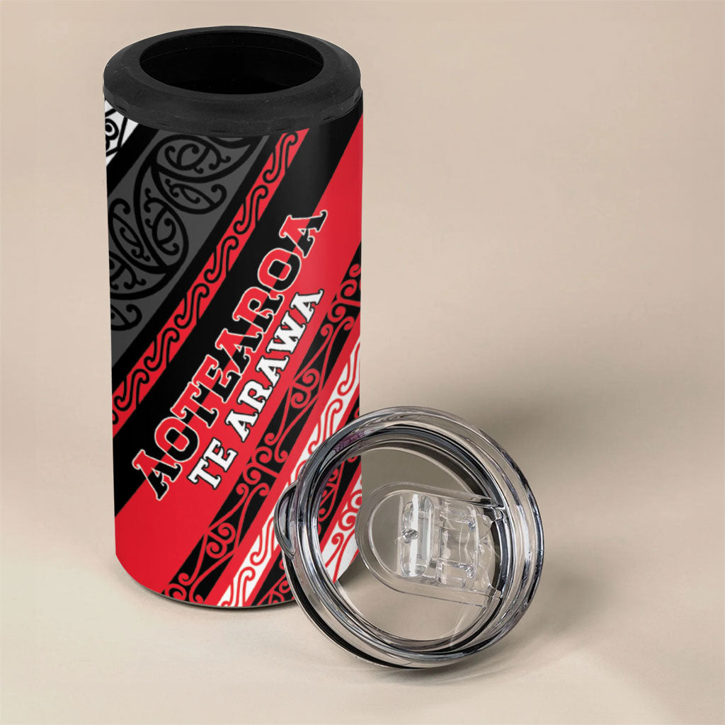 Personalised Aotearoa Te Arawa 4 in 1 Can Cooler Tumbler New Zealand Maori Tribal Fern Pattern