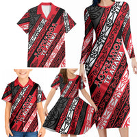 Personalised Aotearoa Te Arawa Family Matching Long Sleeve Bodycon Dress and Hawaiian Shirt New Zealand Maori Tribal Fern Pattern
