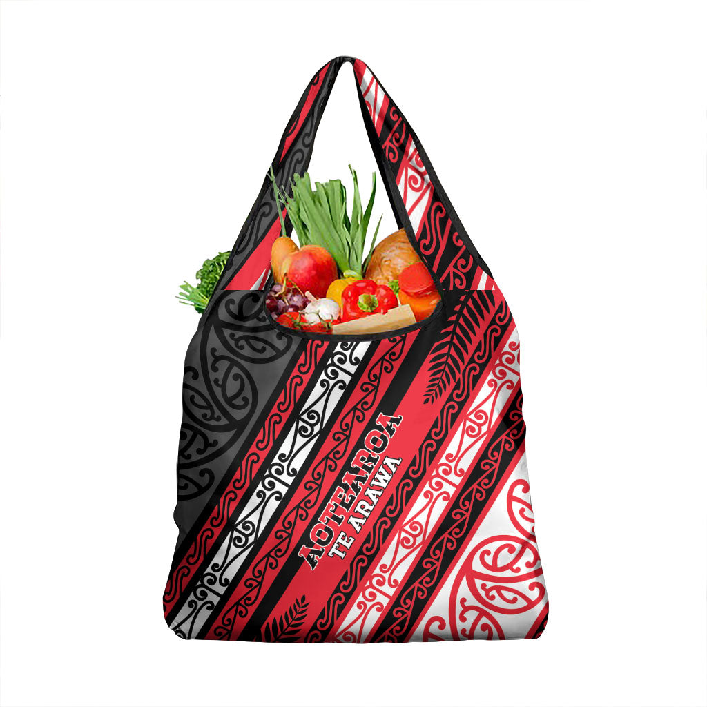 Aotearoa Te Arawa Grocery Bag New Zealand Maori Tribal Fern Pattern