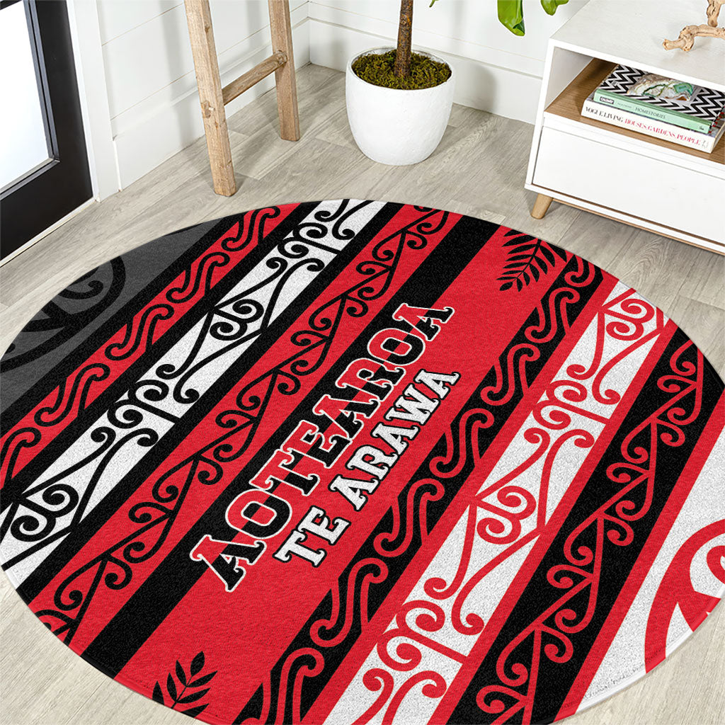 Aotearoa Te Arawa Round Carpet New Zealand Maori Tribal Fern Pattern