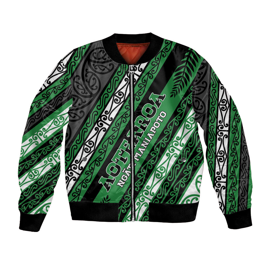 Personalised Aotearoa Ngati Maniapoto Bomber Jacket New Zealand Maori Tribal Fern Pattern DT05 Unisex Green - Polynesian Pride