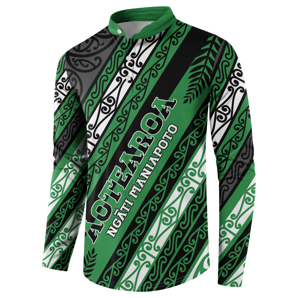 Personalised Aotearoa Ngati Maniapoto Button Sweatshirt New Zealand Maori Tribal Fern Pattern