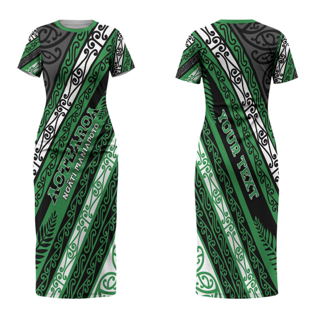 Personalised Aotearoa Ngati Maniapoto Family Matching Short Sleeve Bodycon Dress and Hawaiian Shirt New Zealand Maori Tribal Fern Pattern