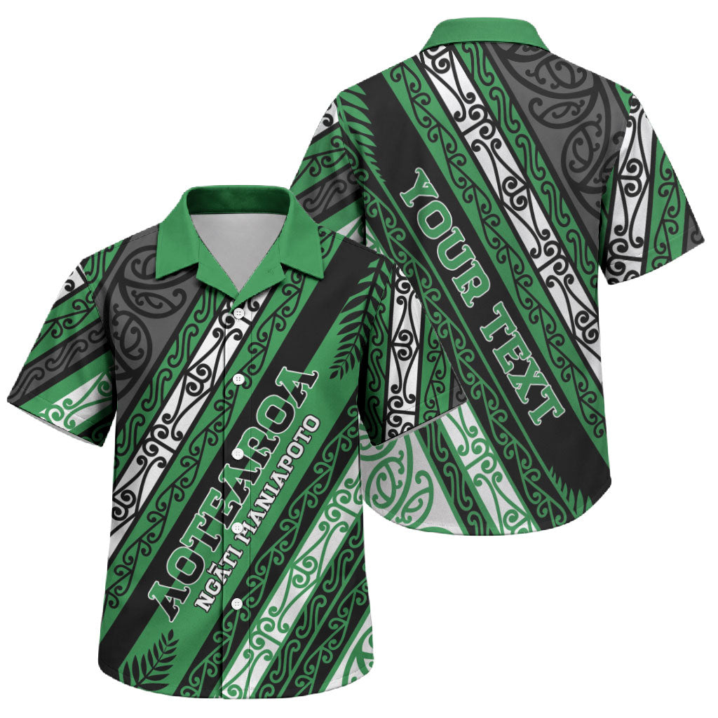 Personalised Aotearoa Ngati Maniapoto Family Matching Short Sleeve Bodycon Dress and Hawaiian Shirt New Zealand Maori Tribal Fern Pattern