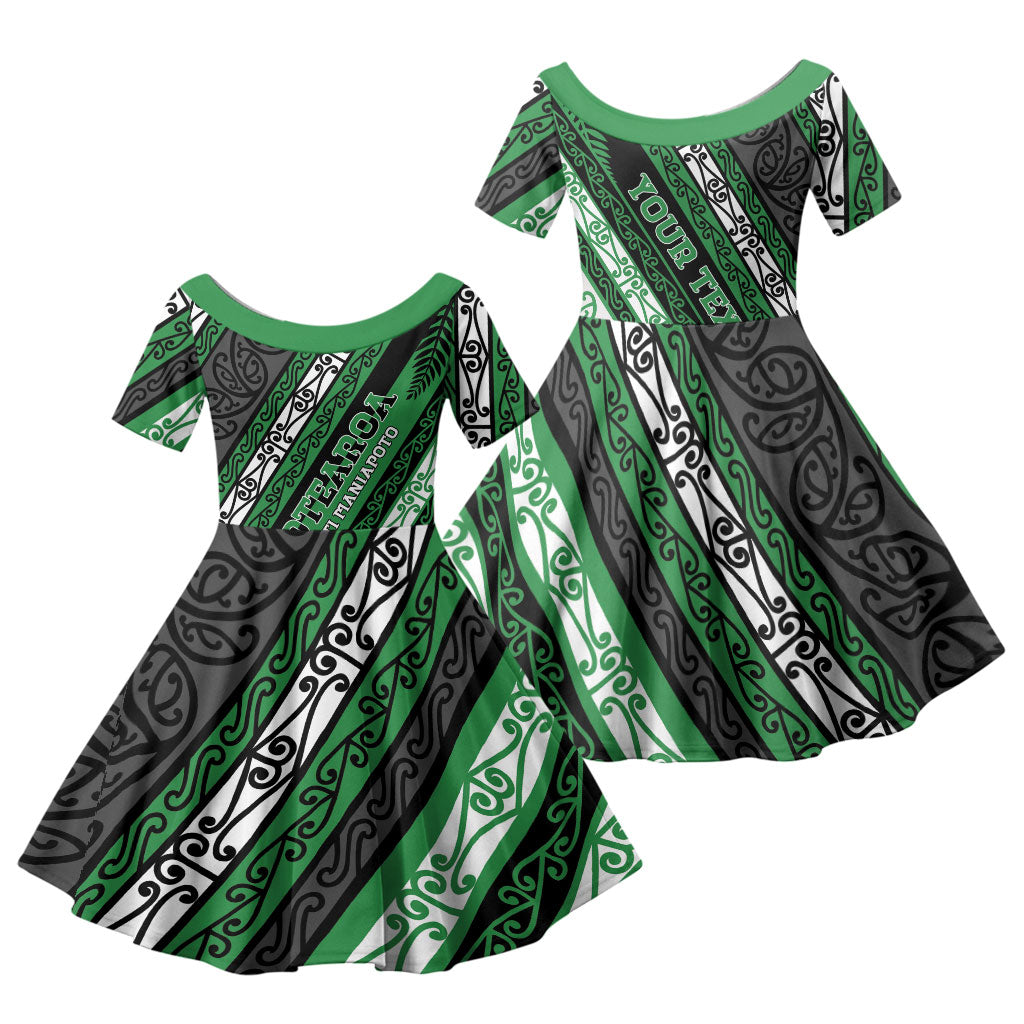 Personalised Aotearoa Ngati Maniapoto Family Matching Tank Maxi Dress and Hawaiian Shirt New Zealand Maori Tribal Fern Pattern