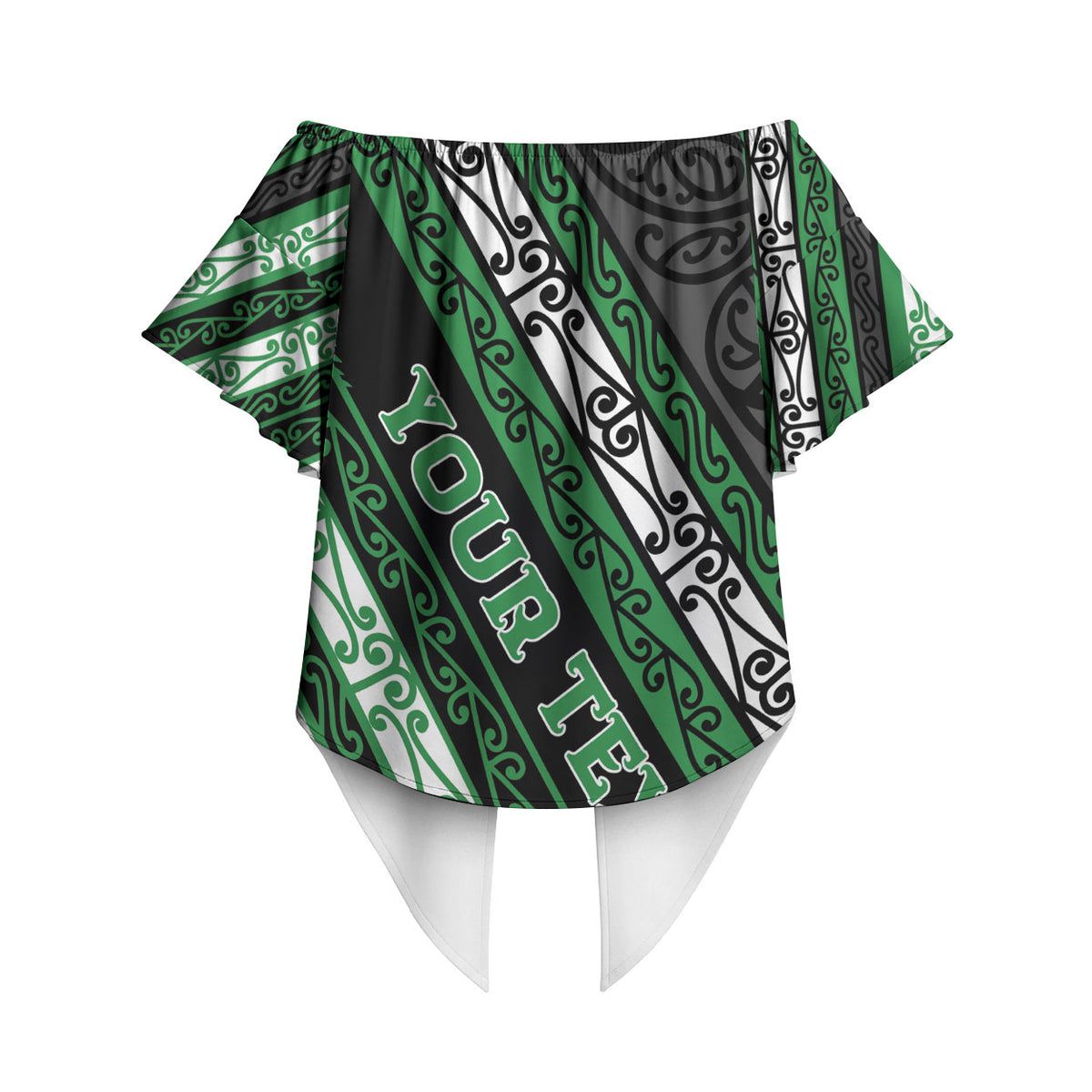 Personalised Aotearoa Ngati Maniapoto Off Shoulder Wrap Waist Top New Zealand Maori Tribal Fern Pattern DT05 - Polynesian Pride