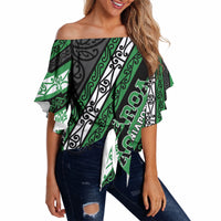 Personalised Aotearoa Ngati Maniapoto Off Shoulder Wrap Waist Top New Zealand Maori Tribal Fern Pattern DT05 - Polynesian Pride