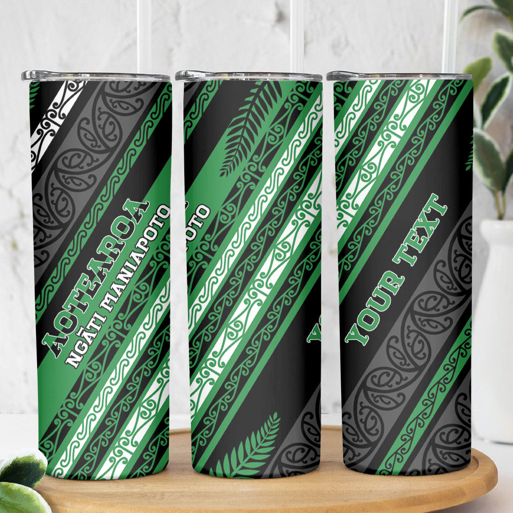 Personalised Aotearoa Ngati Maniapoto Skinny Tumbler New Zealand Maori Tribal Fern Pattern