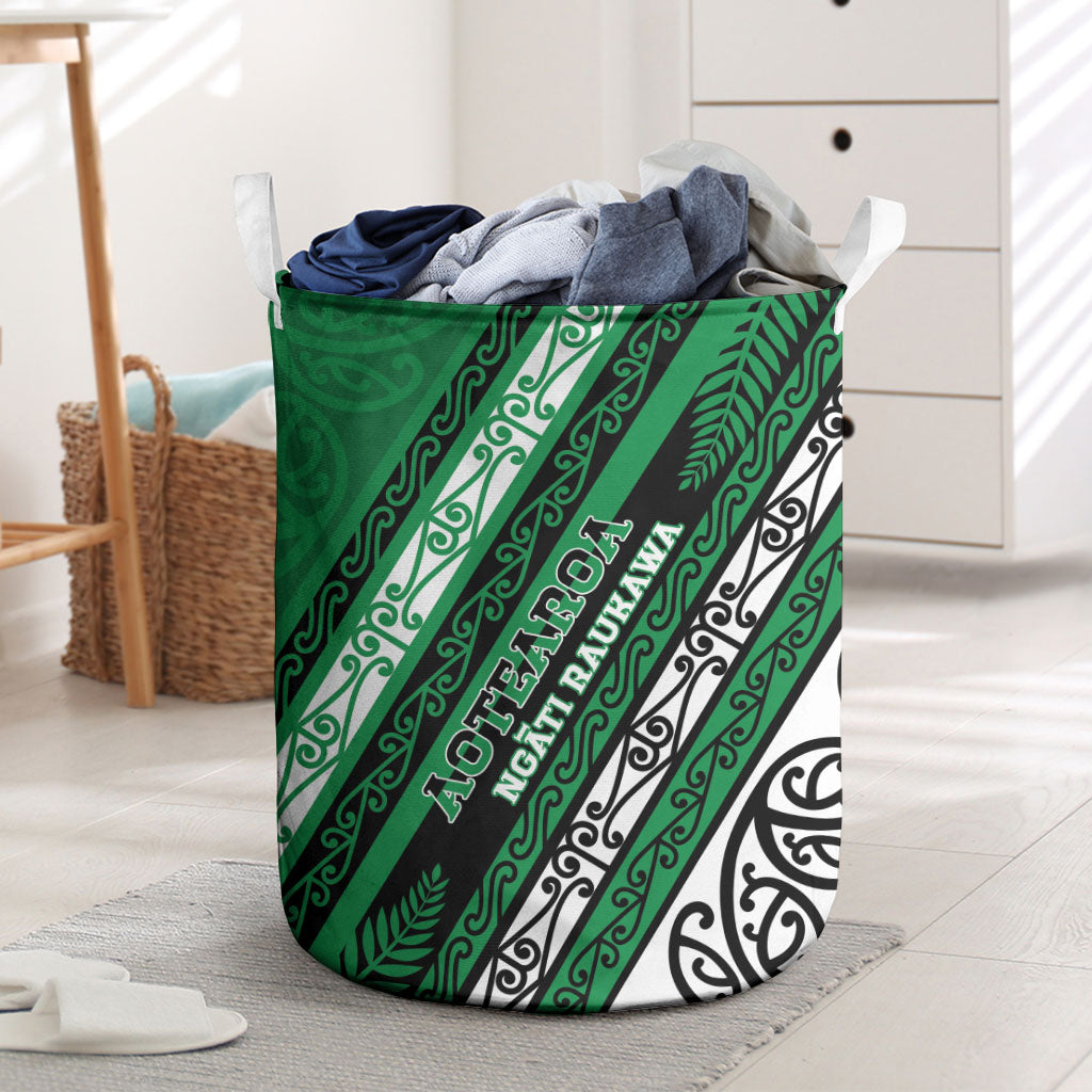 Aotearoa Ngati Raukawa Laundry Basket New Zealand Maori Tribal Fern Pattern