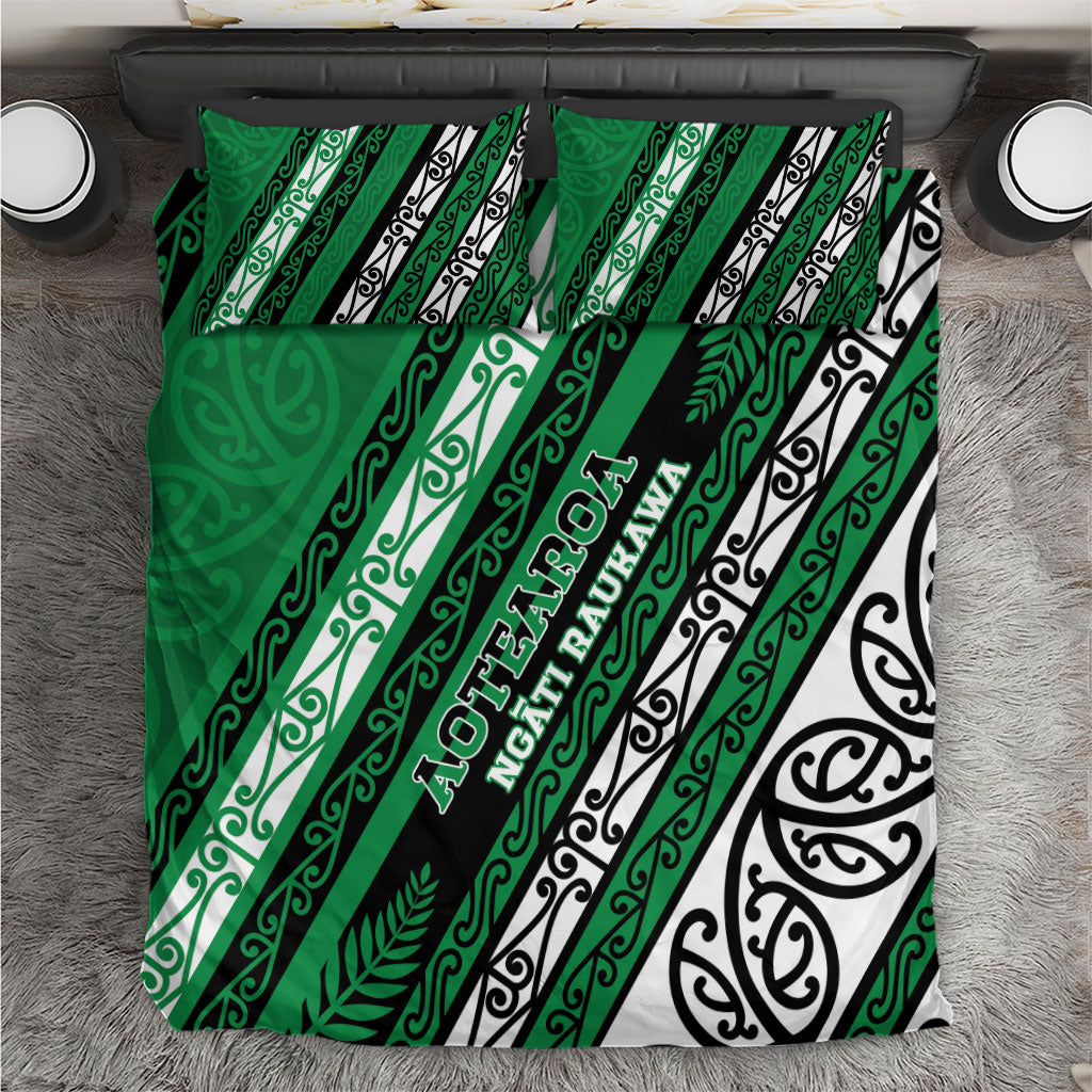 Aotearoa Ngati Raukawa Bedding Set New Zealand Maori Tribal Fern Pattern DT05 Green - Polynesian Pride