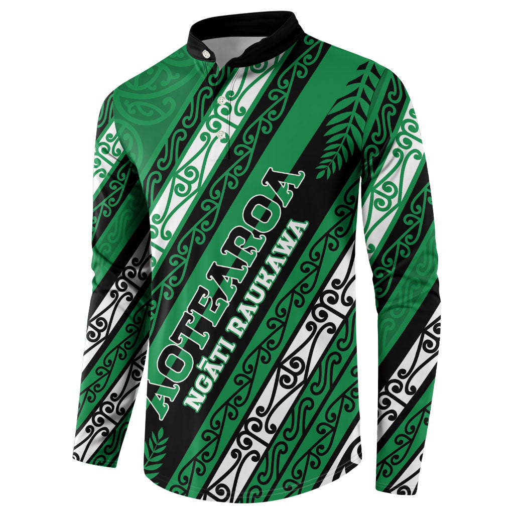 Personalised Aotearoa Ngati Raukawa Button Sweatshirt New Zealand Maori Tribal Fern Pattern