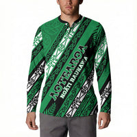 Personalised Aotearoa Ngati Raukawa Button Sweatshirt New Zealand Maori Tribal Fern Pattern