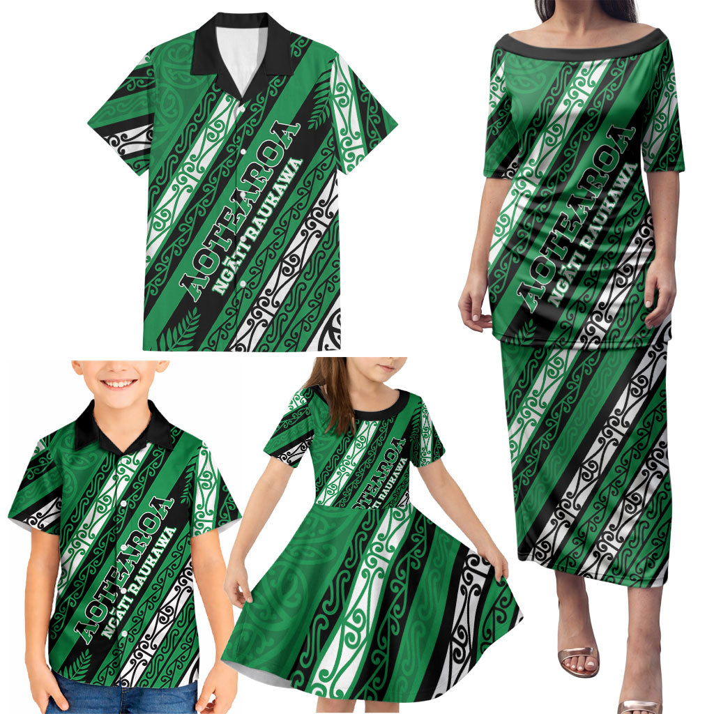 Personalised Aotearoa Ngati Raukawa Family Matching Puletasi and Hawaiian Shirt New Zealand Maori Tribal Fern Pattern DT05 - Polynesian Pride