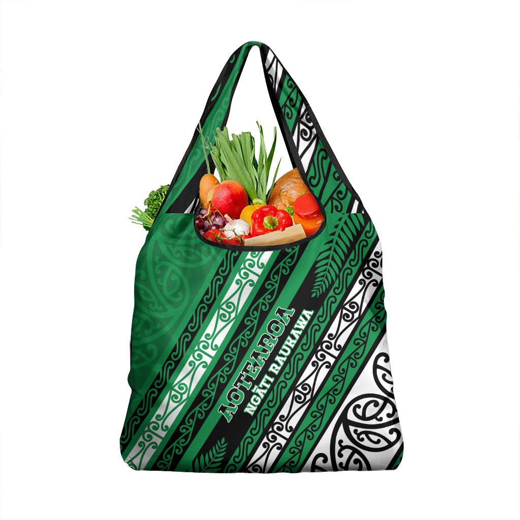 Aotearoa Ngati Raukawa Grocery Bag New Zealand Maori Tribal Fern Pattern DT05 1-pack One Size Green - Polynesian Pride